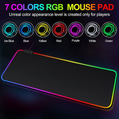 Micro-USB LED Glowing Mouse Keyboard Pad RGB Colorful Lights Locked Edge Thickened Mouse Desk Pad