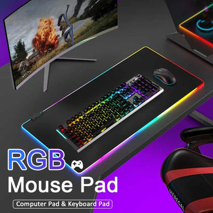 Micro-USB LED Glowing Mouse Keyboard Pad RGB Colorful Lights Locked Edge Thickened Mouse Desk Pad