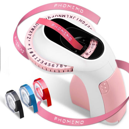 Phomemo E975 Portable Mechanical Embossing Label Maker 9mm Printing Width, With 3 Tapes Pink, With 3 Tapes Green, With 3 Tapes Blue, With 3 Tapes Black, With 6 Tapes Pink, With 6 Tapes Green, With 6 Tapes Blue, With 6 Tapes Black