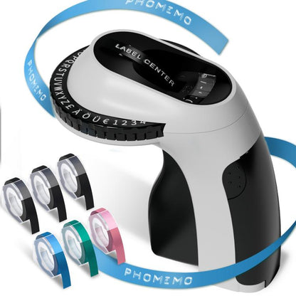 Phomemo E975 Portable Mechanical Embossing Label Maker 9mm Printing Width, With 3 Tapes Pink, With 3 Tapes Green, With 3 Tapes Blue, With 3 Tapes Black, With 6 Tapes Pink, With 6 Tapes Green, With 6 Tapes Blue, With 6 Tapes Black