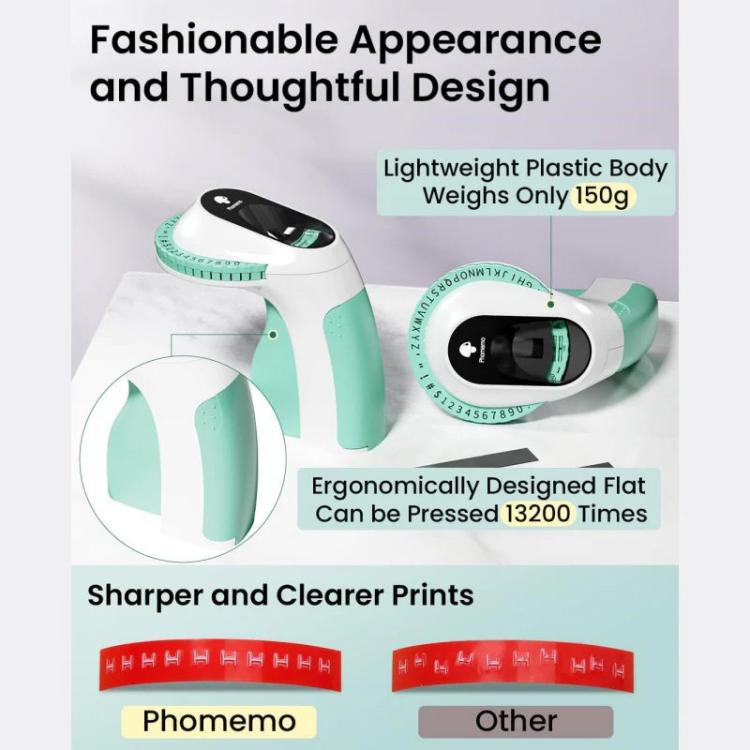 Phomemo E975 Portable Mechanical Embossing Label Maker 9mm Printing Width, With 3 Tapes Pink, With 3 Tapes Green, With 3 Tapes Blue, With 3 Tapes Black, With 6 Tapes Pink, With 6 Tapes Green, With 6 Tapes Blue, With 6 Tapes Black