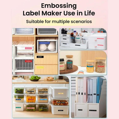 Phomemo E975 Portable Mechanical Embossing Label Maker 9mm Printing Width, With 3 Tapes Pink, With 3 Tapes Green, With 3 Tapes Blue, With 3 Tapes Black, With 6 Tapes Pink, With 6 Tapes Green, With 6 Tapes Blue, With 6 Tapes Black