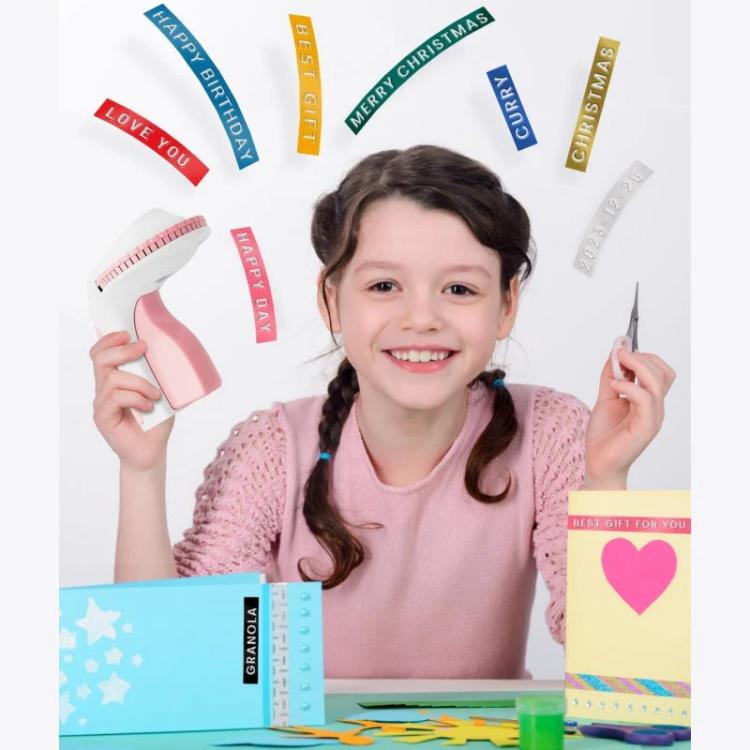 Phomemo E975 Portable Mechanical Embossing Label Maker 9mm Printing Width, With 3 Tapes Pink, With 3 Tapes Green, With 3 Tapes Blue, With 3 Tapes Black, With 6 Tapes Pink, With 6 Tapes Green, With 6 Tapes Blue, With 6 Tapes Black