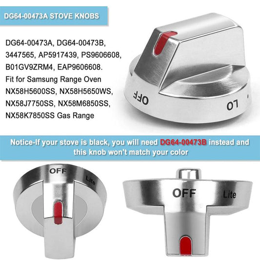 DG64-00473A Replacement Gas Range Knobs for Samsung NX58 Series Ovens NX58H5600SS, NX58J7750SS, NX58M6850SS & More