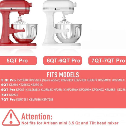 6QT Stainless Steel Mixing Bowl For KitchenAid 5QT Pro/6QT/6QT Pro/7QT/7QT Pro Lift Stand Mixers, 6QT Mixing Bowl