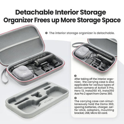 For DJI Osmo Nano aMagisn Medium Hard Shell Carrying Case with Removable Foam Insert, For DJI Osmo Nano