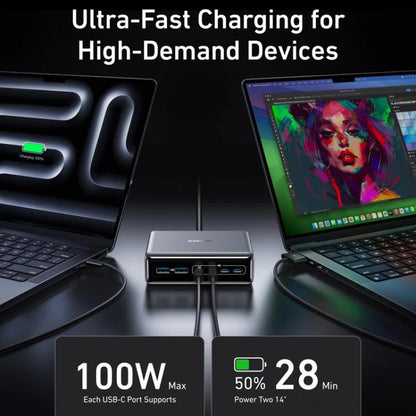 Prime 200W Gallium Nitride Desktop Charger 4 Type-C+2 USB 6 Ports Charging Stand, US Plug, A2683