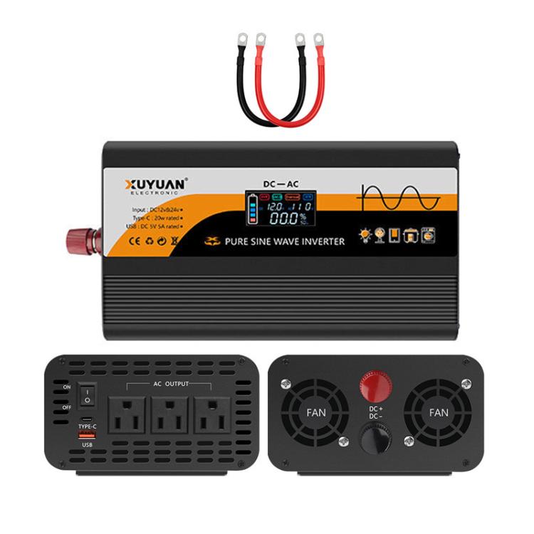 XUYUAN 12V / 24V To 110V Pure Sine Wave Inverter Power Inverter US Plug