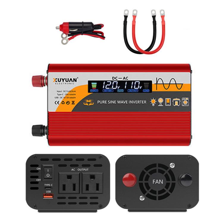 XUYUAN 12V / 24V To 110V Pure Sine Wave Inverter Power Inverter US Plug