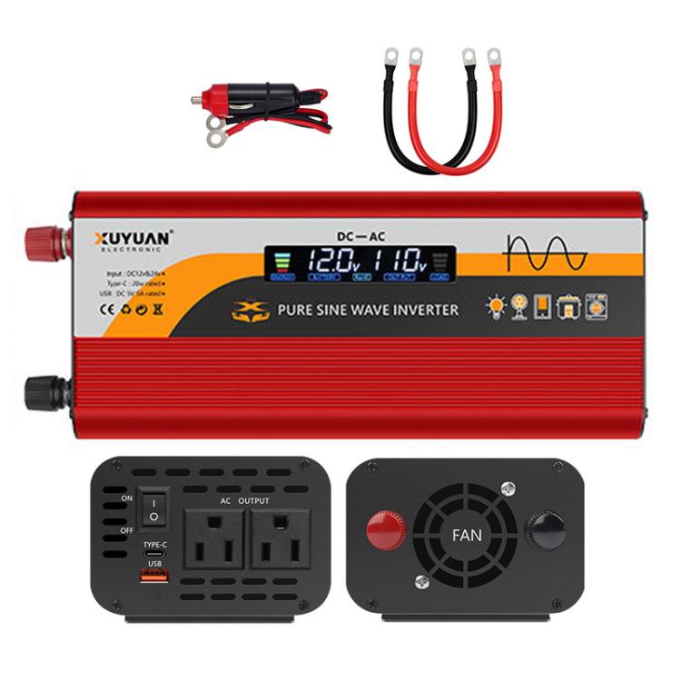 XUYUAN 12V / 24V To 110V Pure Sine Wave Inverter Power Inverter US Plug