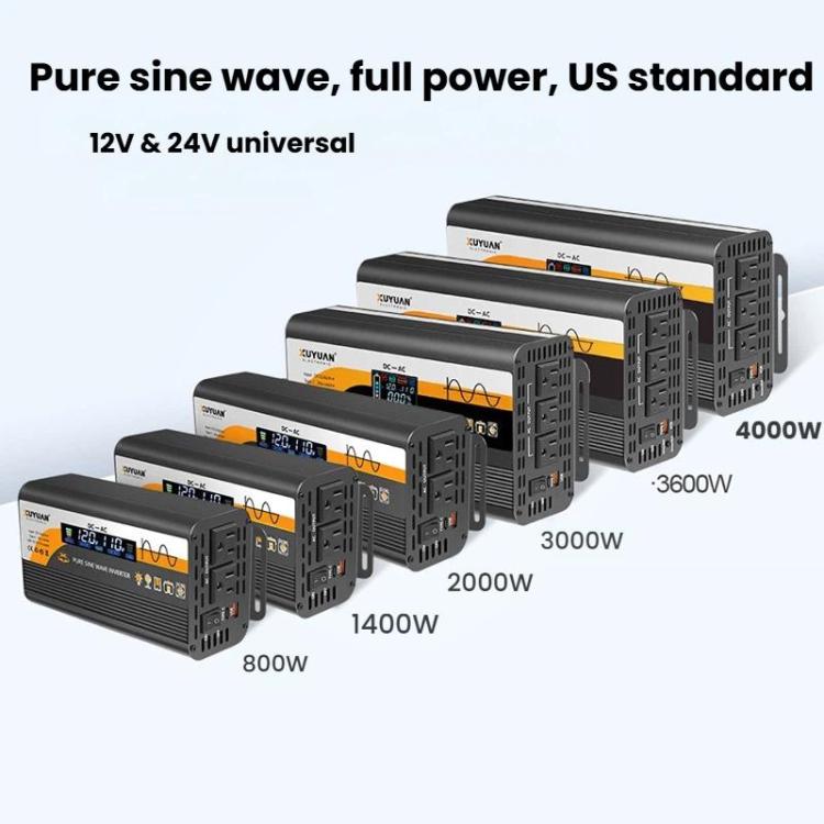 XUYUAN 12V / 24V To 110V Pure Sine Wave Inverter Power Inverter US Plug