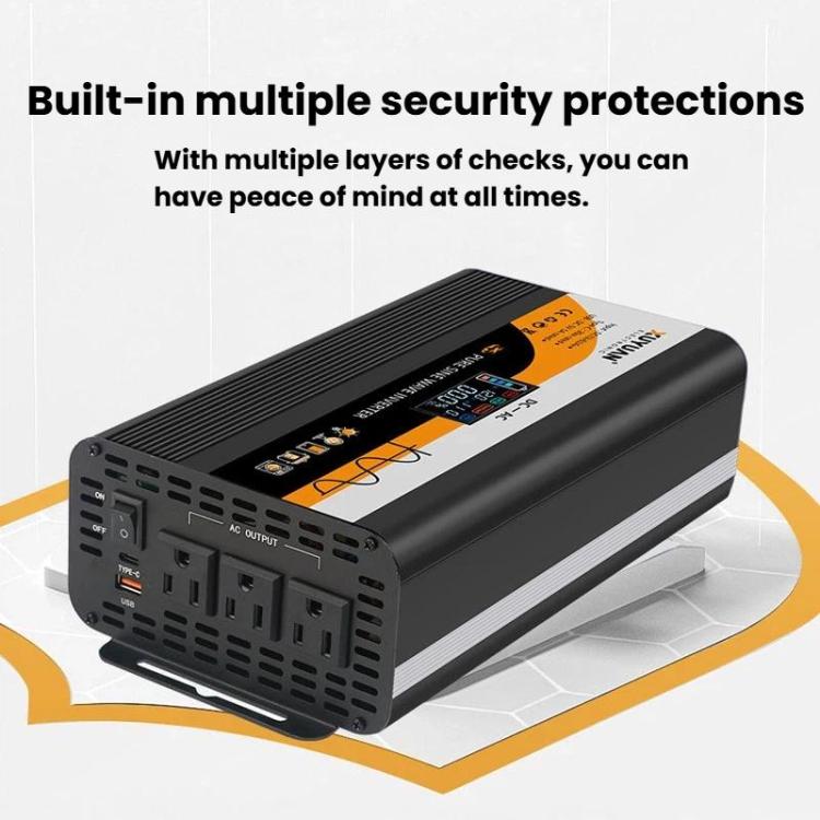 XUYUAN 12V / 24V To 110V Pure Sine Wave Inverter Power Inverter US Plug