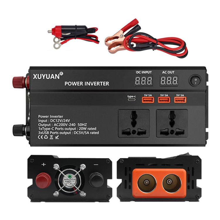XUYUAN 12V / 24V To 220V Car Power Inverter LED Display Power Converter