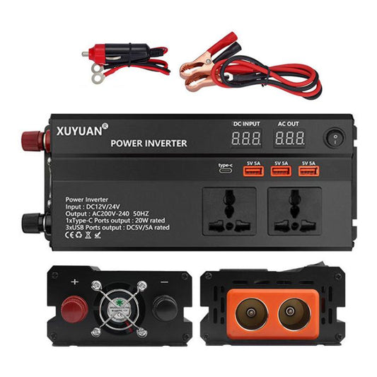 XUYUAN 12V / 24V To 220V Car Power Inverter LED Display Power Converter