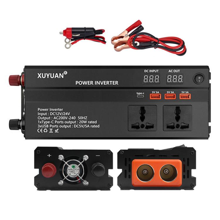 XUYUAN 12V / 24V To 220V Car Power Inverter LED Display Power Converter