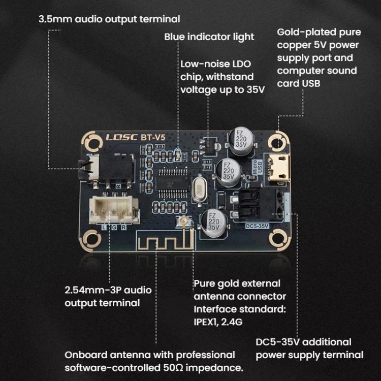 MP3 Bluetooth 5.1 Decoding Board DIY Modified Lossless Car Audio Receiver Module