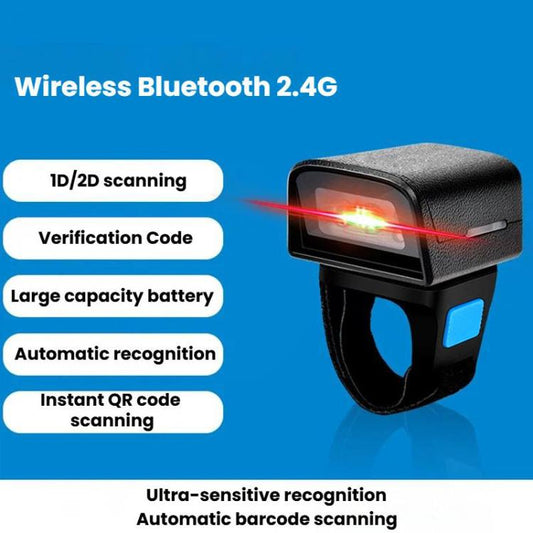 Scanner Bluetooth annulaire 2D, mini scanner de code-barres sans fil pour la logistique d'entrepôt, Z01D