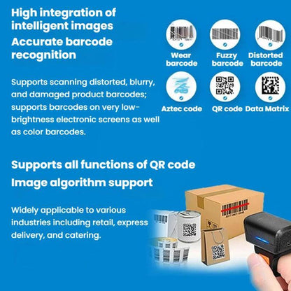 2D Ring Bluetooth Scanner Mini Wireless Barcode Scanner For Warehouse Logistics
