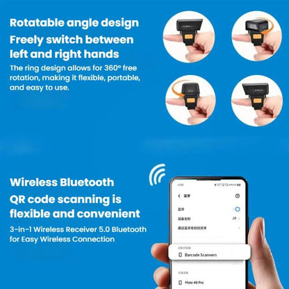 2D Ring Bluetooth Scanner Mini Wireless Barcode Scanner For Warehouse Logistics