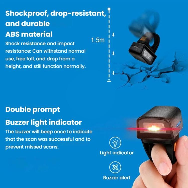 2D Ring Bluetooth Scanner Mini Wireless Barcode Scanner For Warehouse Logistics