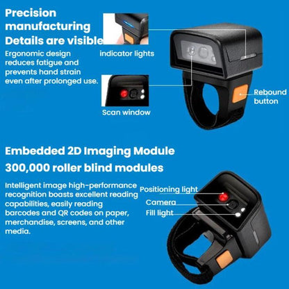 2D Ring Bluetooth Scanner Mini Wireless Barcode Scanner For Warehouse Logistics