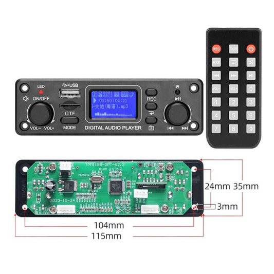 لوحة فك تشفير MP3 بتقنية البلوتوث، مشغل صوت رقمي للسيارة بمدخل USB/Line-In، TPM119B