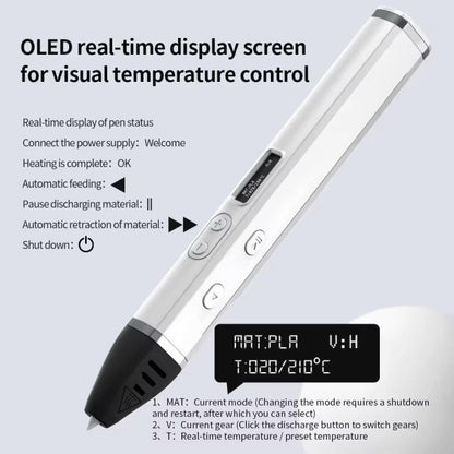 3D Printing Pen Kit With Detachable Body, HD OLED Screen & Precise Temperature Control – 3-Speed Adjustable