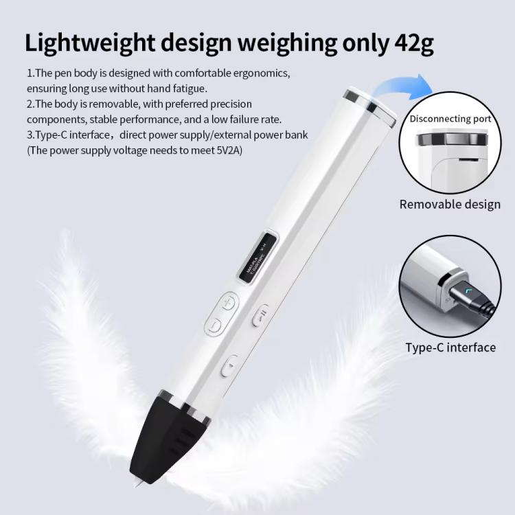 3D Printing Pen Kit With Detachable Body, HD OLED Screen & Precise Temperature Control – 3-Speed Adjustable