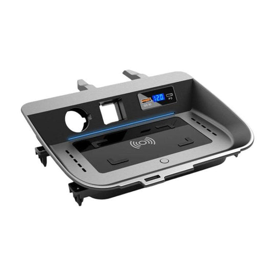 شاحن سيارة لاسلكي مزود بشاشة رقمية لسيارة تويوتا RAV4، بقوة 15 واط للجانب الأيسر، و15 واط للجانب الأيمن.