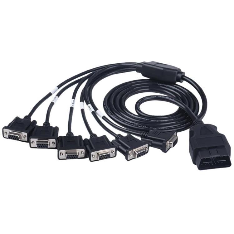 OBD2 mâle vers 6 adaptateurs femelles DB9 Câble de connexion d'outil de diagnostic, mâle vers 6 femelles DB9