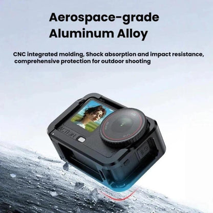 For DJI Osmo Action 6 Aluminum Alloy Cage Expandable Protective Frame with Silicone Lens Cap, Alloy Cage