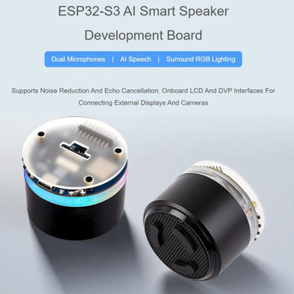 WAVESHARE ESP32-S3 AI Smart Speaker Development Board Dual-Mic Noise Reduction Echo Cancellation Surround RGB Light Effect