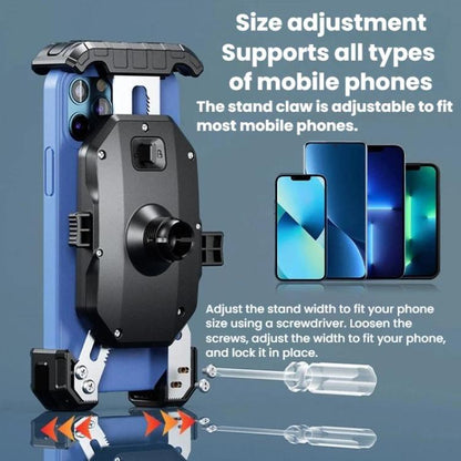 Kewig Motorcycle Riding Phone Mount Universal Quick-Release Phone Clip, Handlebars, Rear View Mirror, Heavy-duty Clamp