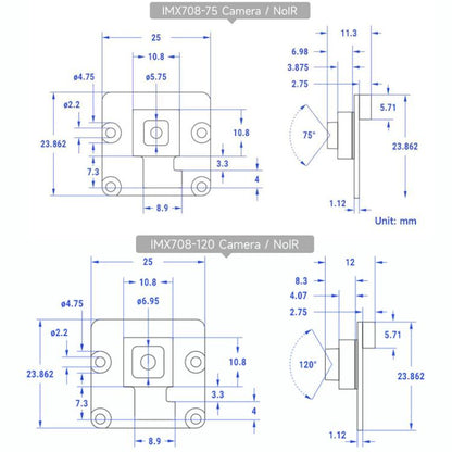 12MP High Resolution Auto Focus Camera Support High Dynamic Range, WAVESHARE IMX708 Standard 75 Degree, WAVESHARE IMX708 75 Degree Support Night Vision, WAVESHARE IMX708 Wide-angle 120 Degree, WAVESHARE IMX708 120 Degree Support Night Vision