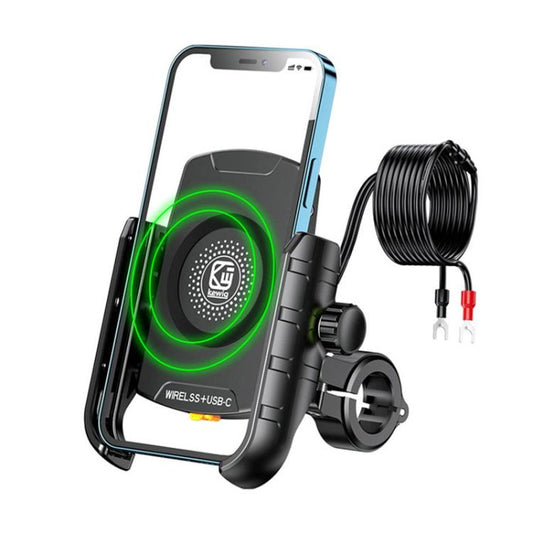 Kewig M9-S 15W Motorcycle Wireless Charging Phone Mount IP66 Waterproof Phone Stand
