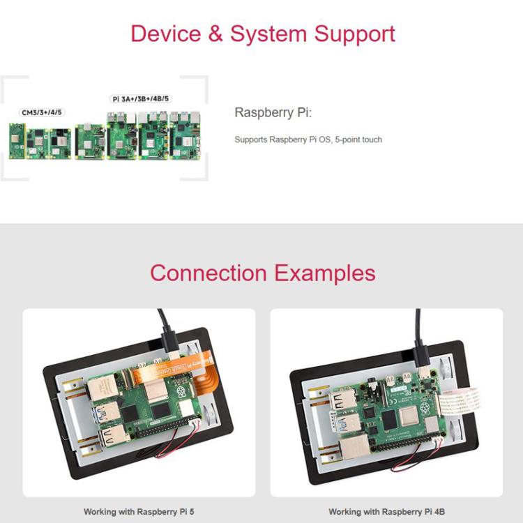 For Raspberry Pi WAVESHARE 5 inch Capacitive 5-point Touch IPS Display 2, 32383