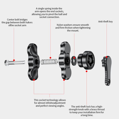 J5 Metal Clamp Arm Anti-Theft Heightening Connecting Rod Phone Mount Height-Extending Accessory, J5 Metal Clamp Arm