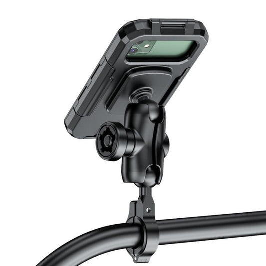 Soporte para teléfono móvil con caja impermeable elevada para motocicleta, manillar grande, espejo retrovisor grande, manillar pequeño, espejo retrovisor pequeño