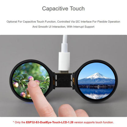 WAVESHARE ESP32-S3 Double Eye 1.28 Inch Round LCD AIoT Development Board, Supports Wi-Fi / Bluetooth 5