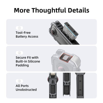 For Insta360 X4 Air aMagisn Quick-Release Metal Cage Wind Noise Reduction Expandable Frame with Lens Cap