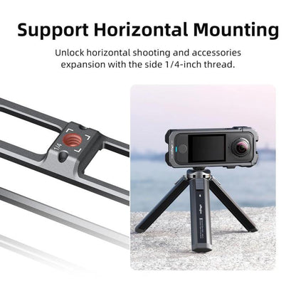 For Insta360 X4 Air aMagisn Quick-Release Metal Cage Wind Noise Reduction Expandable Frame with Lens Cap