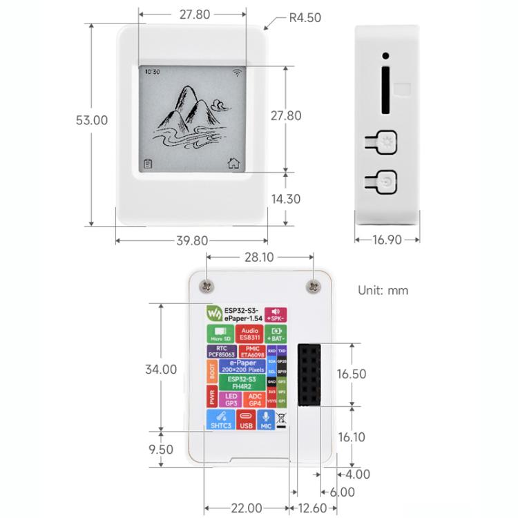WAVESHARE ESP32-S3 1.54 Inch Ink Screen E-Paper AIoT Development Board