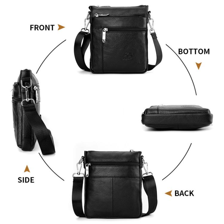 Bapaikce 1160 Men Leather Vertical Messenger Bag Large Capacity Waterproof Crossbody Bag