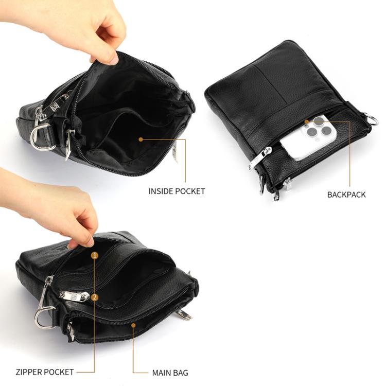 Bapaikce 1160 Men Leather Vertical Messenger Bag Large Capacity Waterproof Crossbody Bag