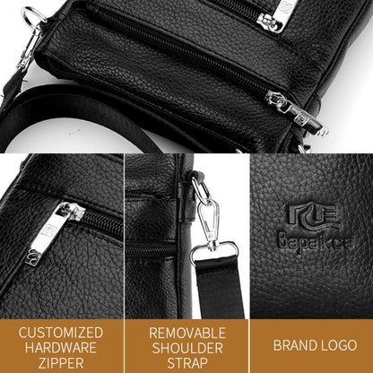 Bapaikce 1160 Men Leather Vertical Messenger Bag Large Capacity Waterproof Crossbody Bag