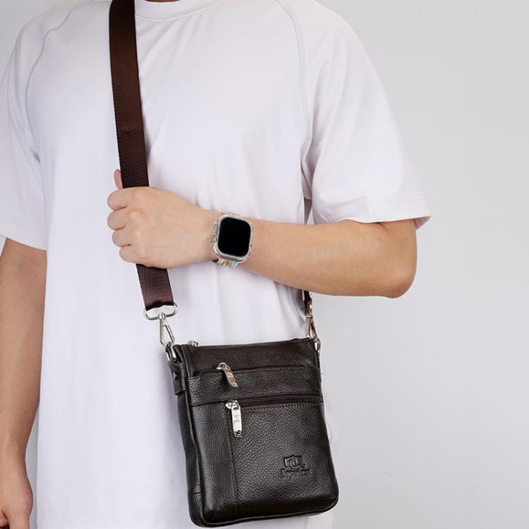 Bapaikce 1160 Men Leather Vertical Messenger Bag Large Capacity Waterproof Crossbody Bag