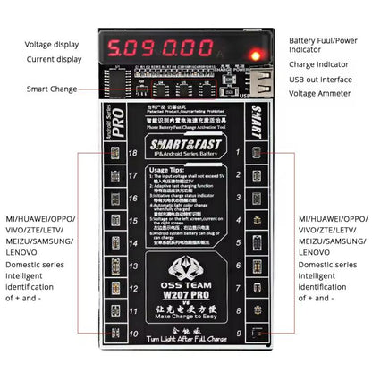 OSS TEAM W207 PRO V7 Battery Activation Detection Board Fast Charge IC Board For Android Devices, W207 PRO V7