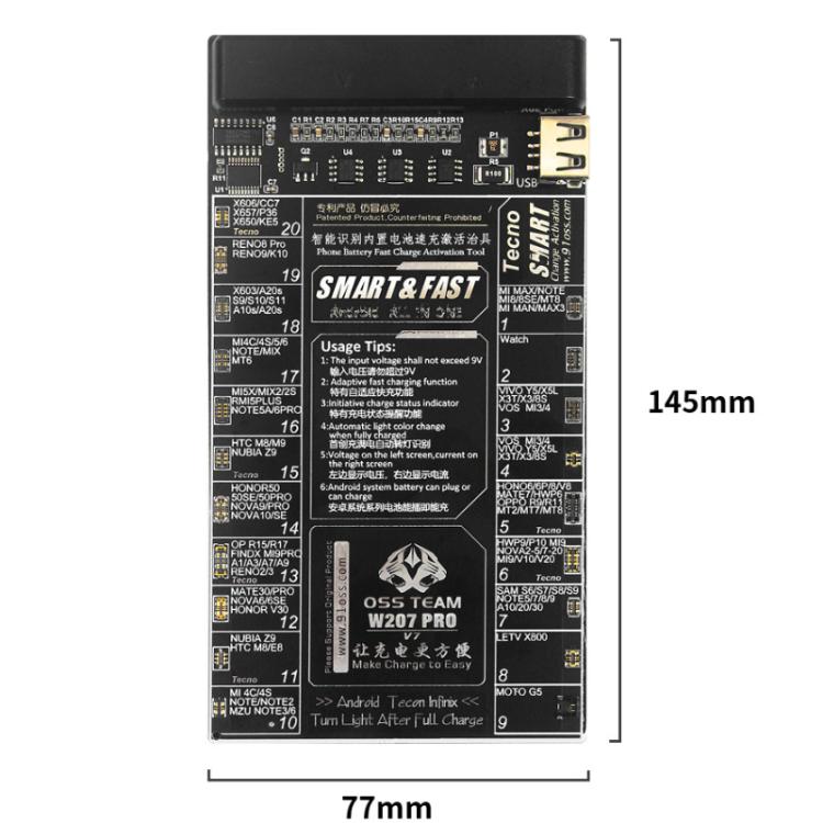 OSS TEAM W207 PRO V7 Battery Activation Detection Board Fast Charge IC Board For Android Devices, W207 PRO V7