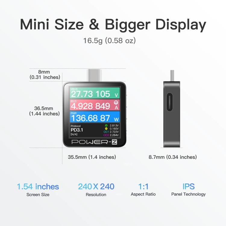 POWER-Z KM003C USB-C Fast Charging Tester PD3.1 & Protocol Analyzer ...