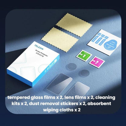 For DJI Osmo Nano TELESIN Tempered Glass Screen Protector + Camera Lens Soft Film, For DJI Osmo Nano 2sets